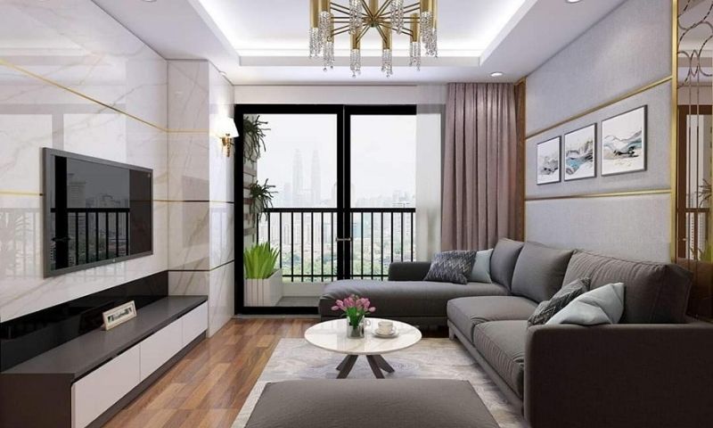 Mẫu phòng khách cho thiết kế nội thất chung cư 75m2