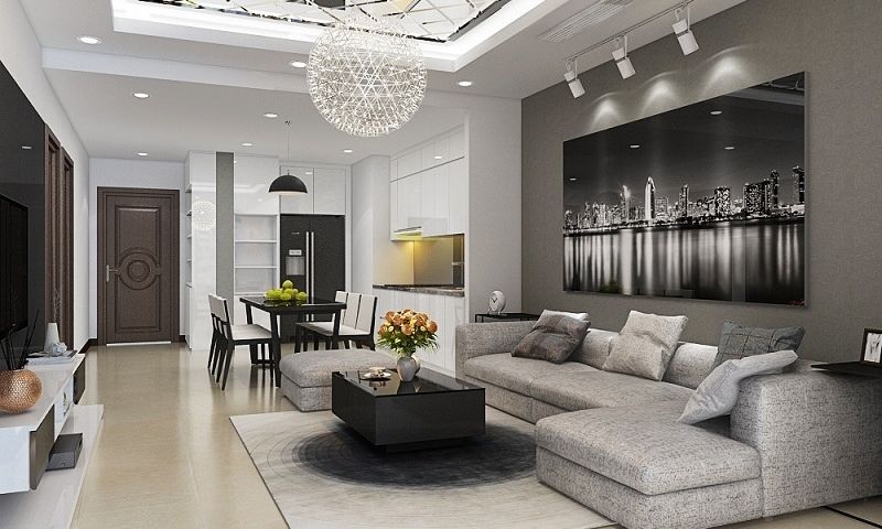 Mẫu thiết kế nội thất phòng khách chung cư 110m2 điển hình