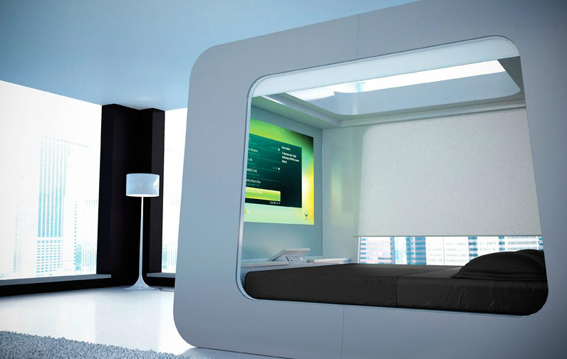 Phòng ngủ tương lai trong căn hộ Hitech