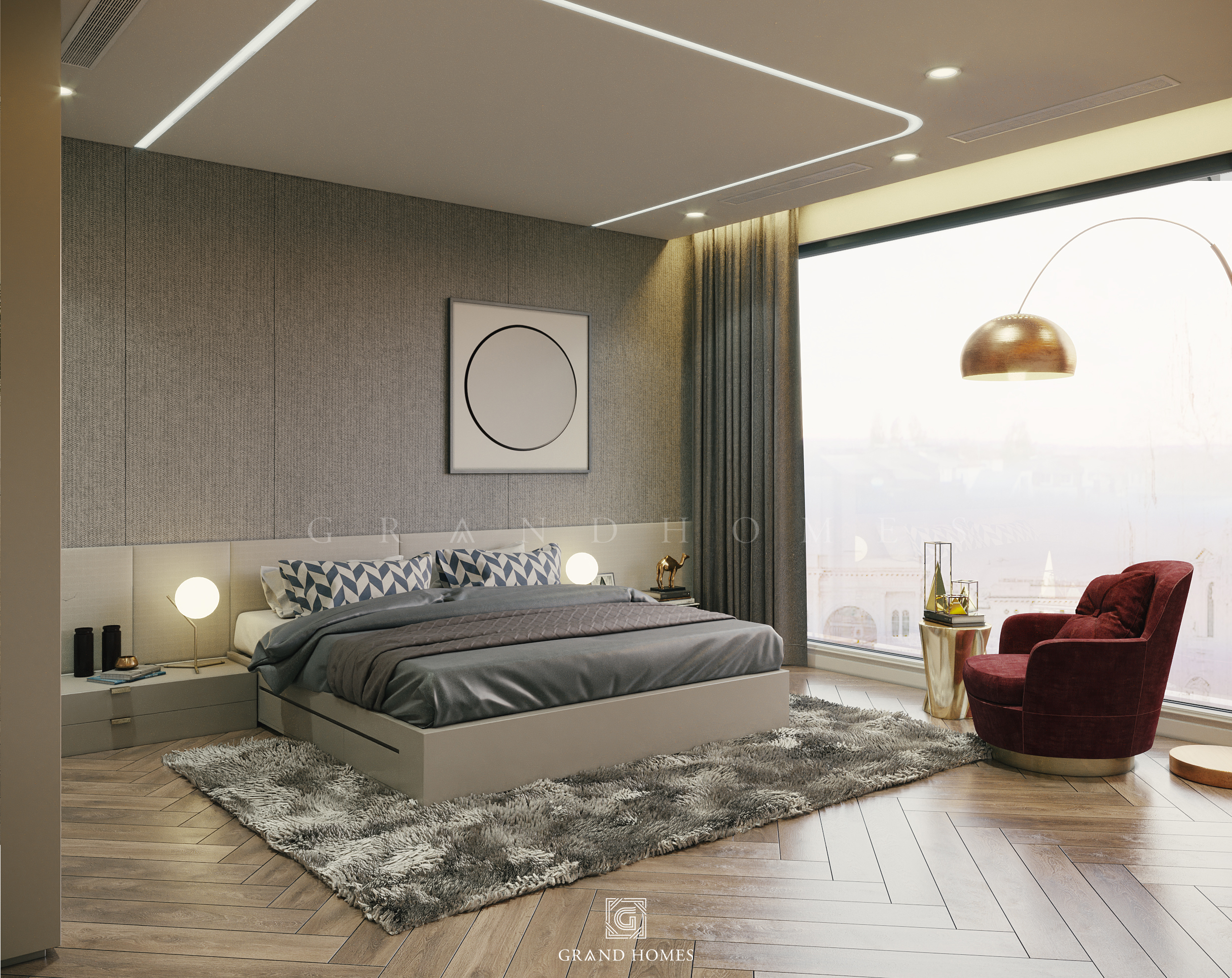 Phòng ngủ theo phong cách thiết kế nội thất chung cư hiện đại