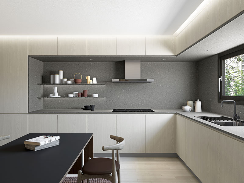 Mẫu thiết kế phòng bếp tối giản giúp tiết kiệm tối đa không gian