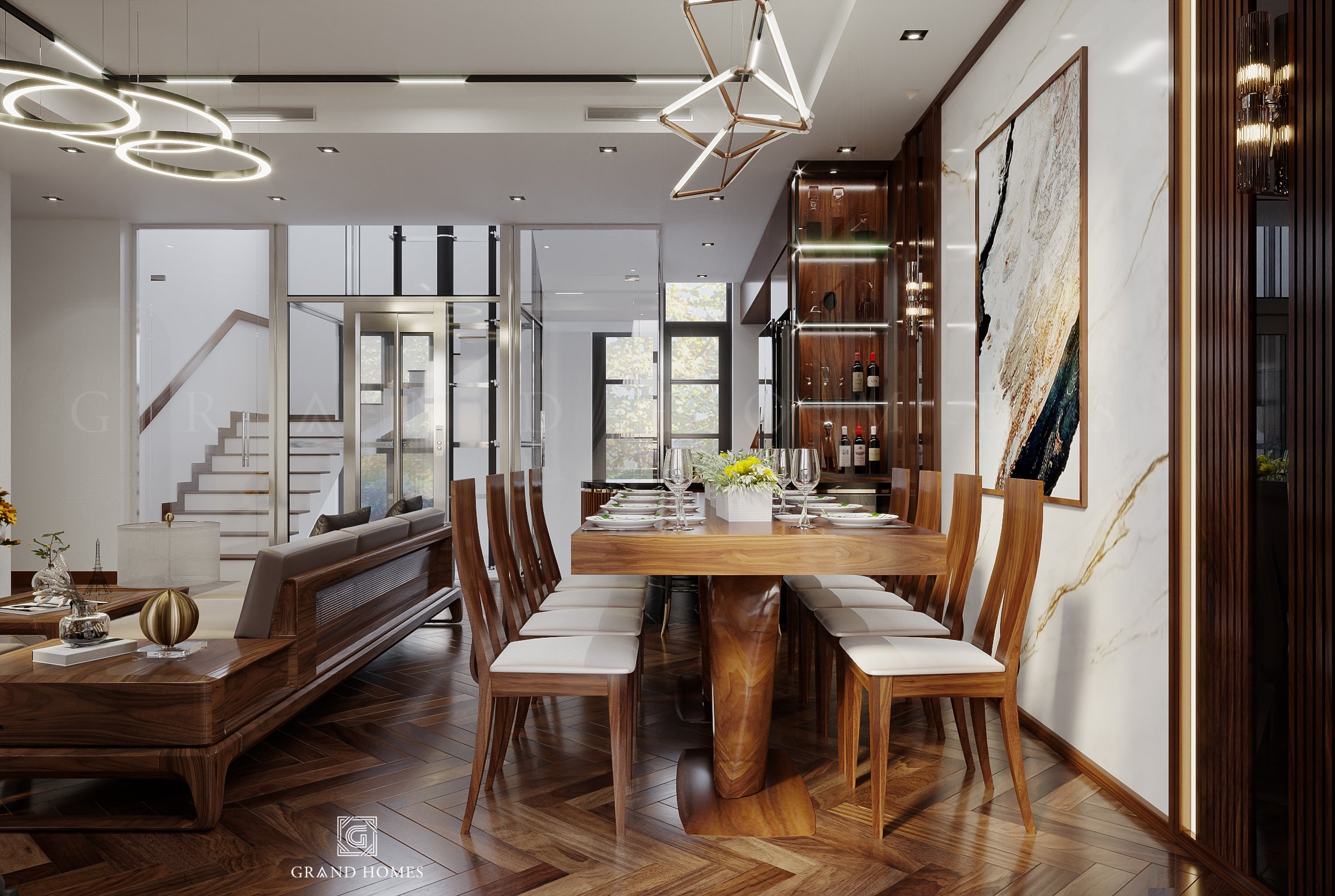Các vật liệu, nội thất có màu vân gỗ được ưu tiên sử dụng