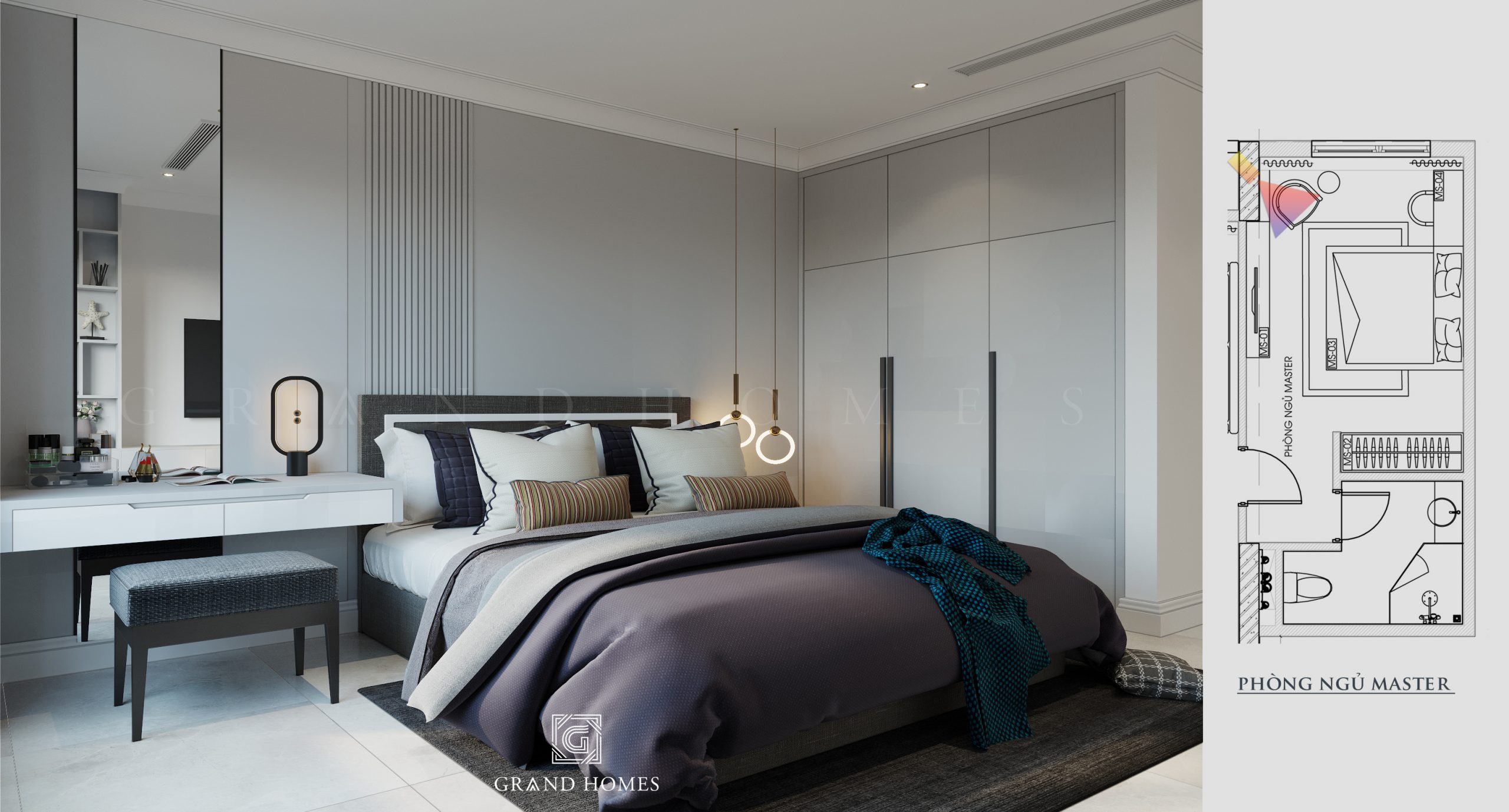 Phòng ngủ chung cư Master phong cách hiện đại rất phổ biến