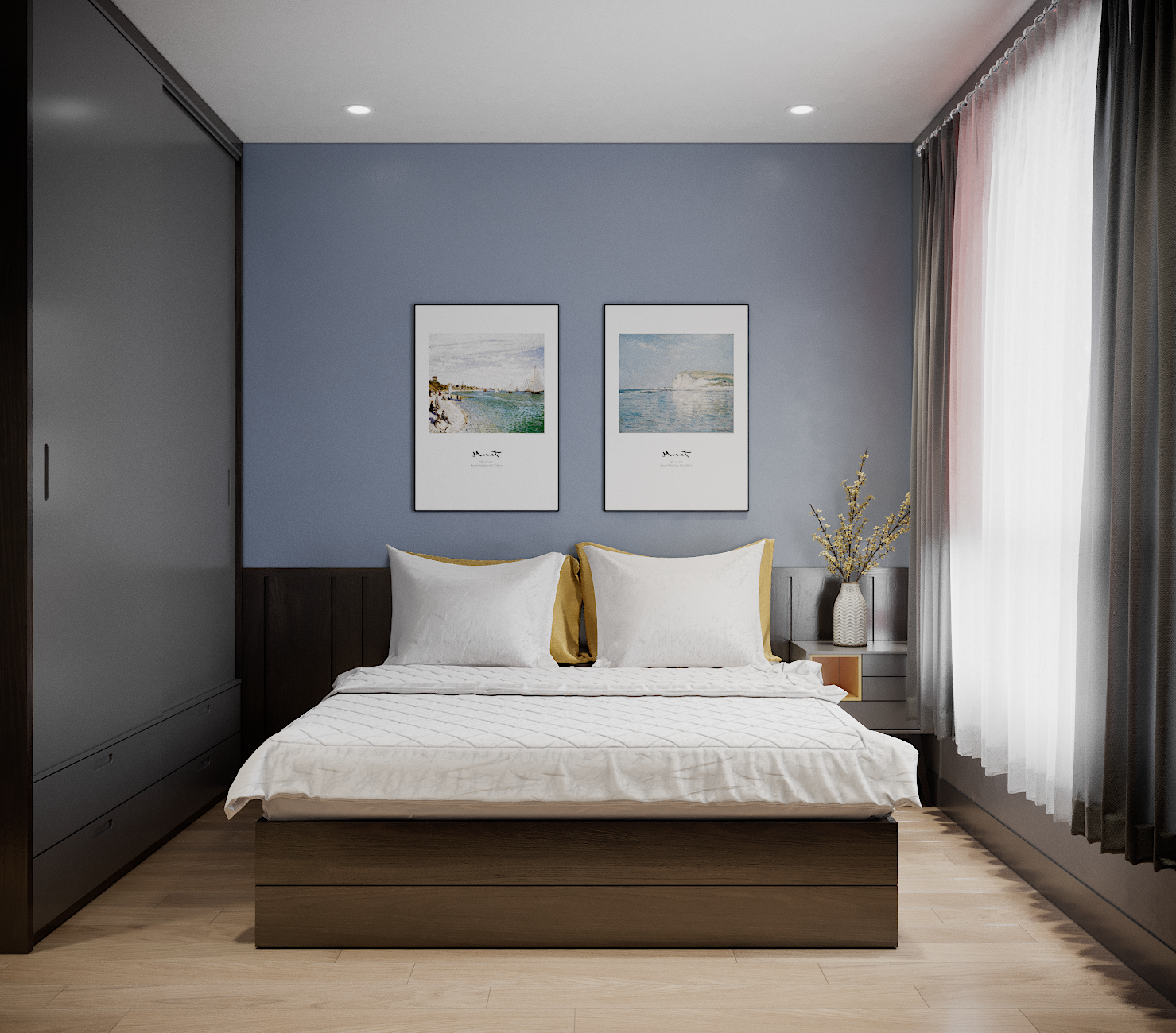 Thiết kế phòng ngủ tối giản, giúp không gian trông rộng rãi hơn