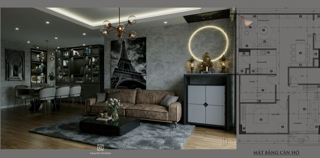 Sofa cho phòng khách hiện đại gam màu tối cá tính